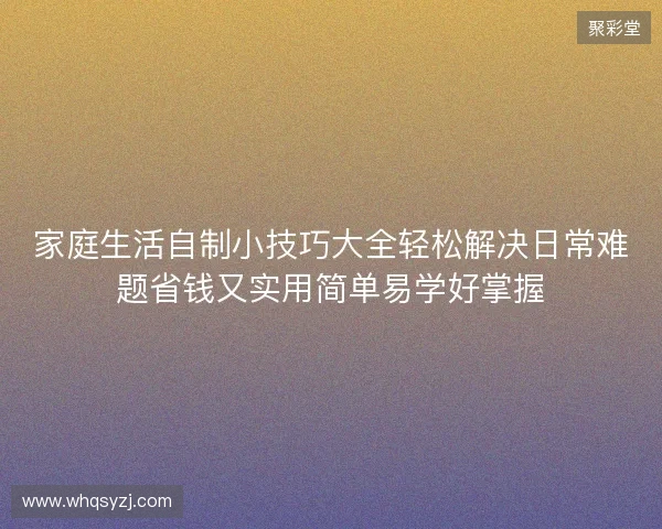 家庭生活自制小技巧大全轻松解决日常难题省钱又实用简单易学好掌握